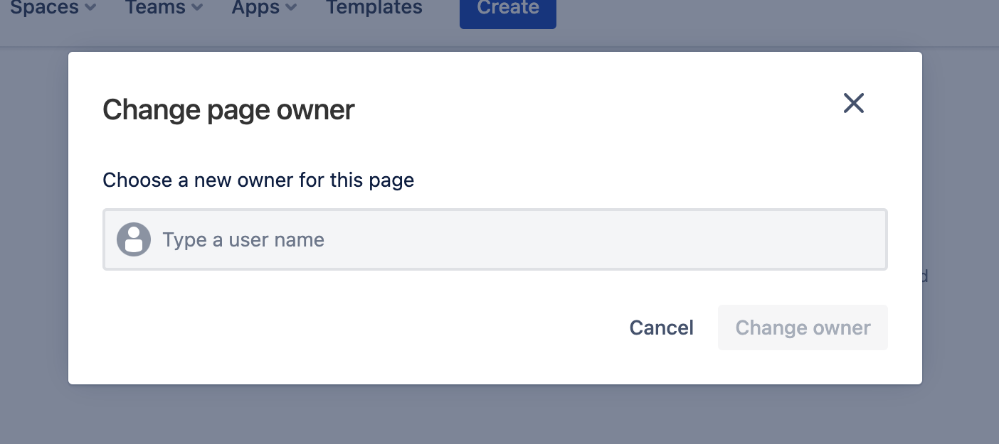 An image of the page ownership transfer modal where you can choose a new page owner