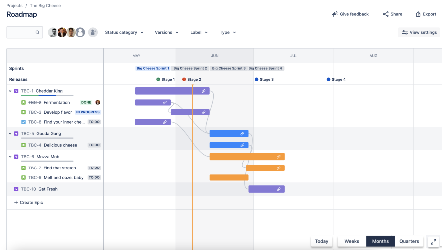 An overview of the roadmap in Jira Software Cloud