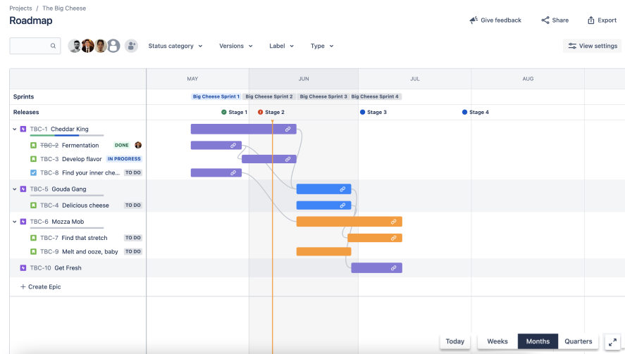 What does the project roadmap show? | Jira Software Cloud | Atlassian ...