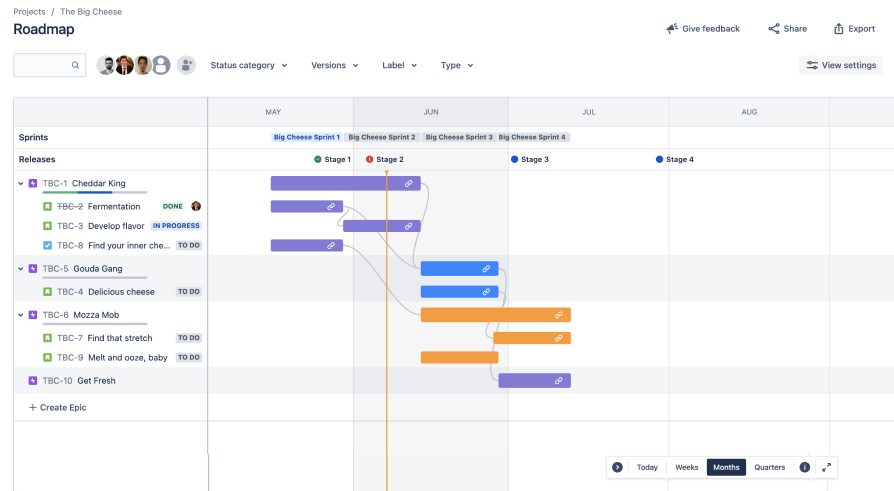 An overview of the roadmap in Jira Software Cloud