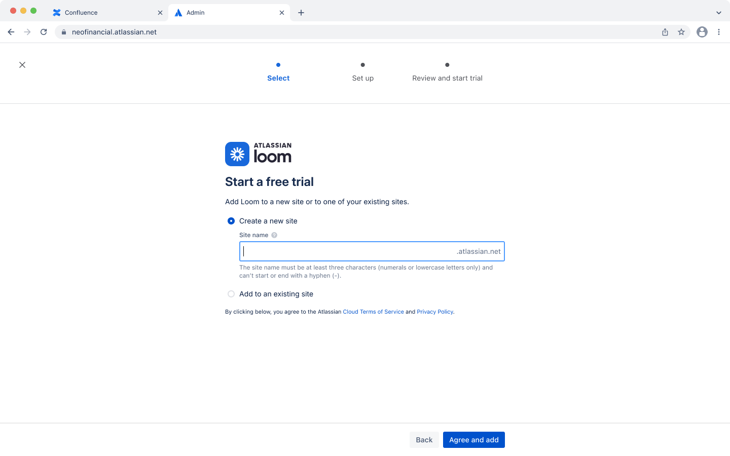 Create a new site for Loom data residency