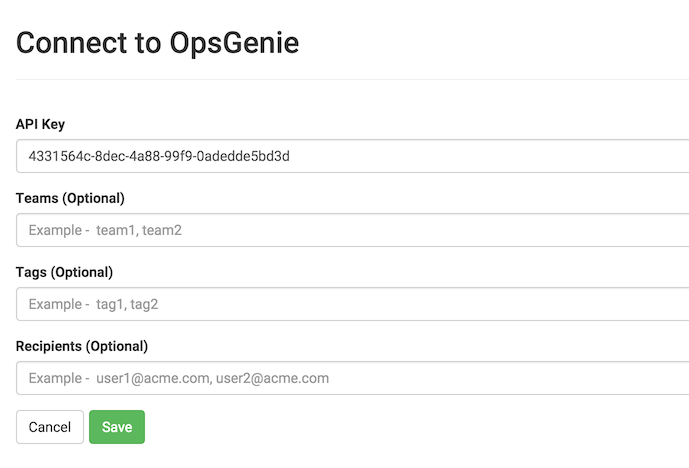 Dripstat connect to Opsgenie