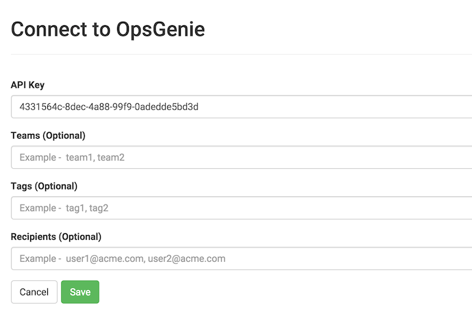 Dripstat が Opsgenie に接続します