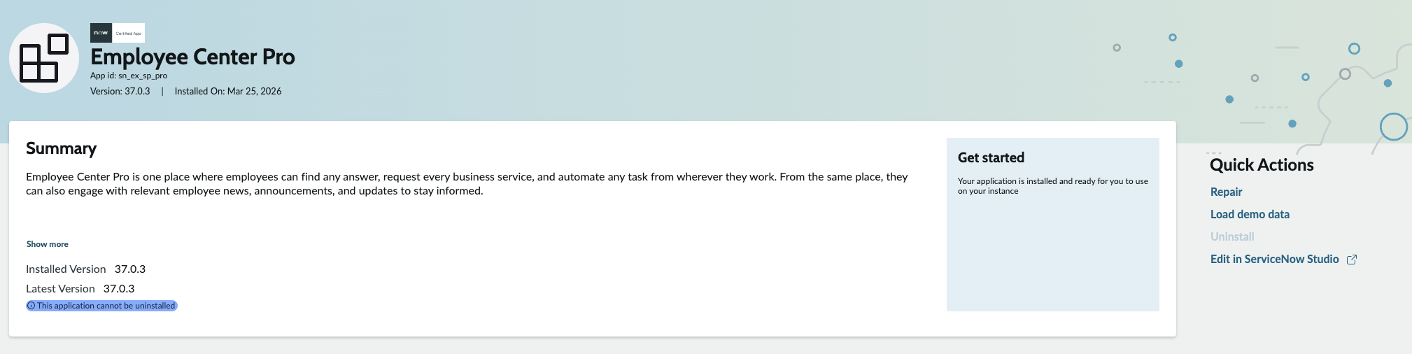 Screenshot of Quick Actions sections