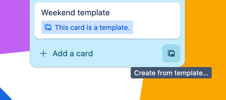 Button at the bottom of a list to create a card from a template.