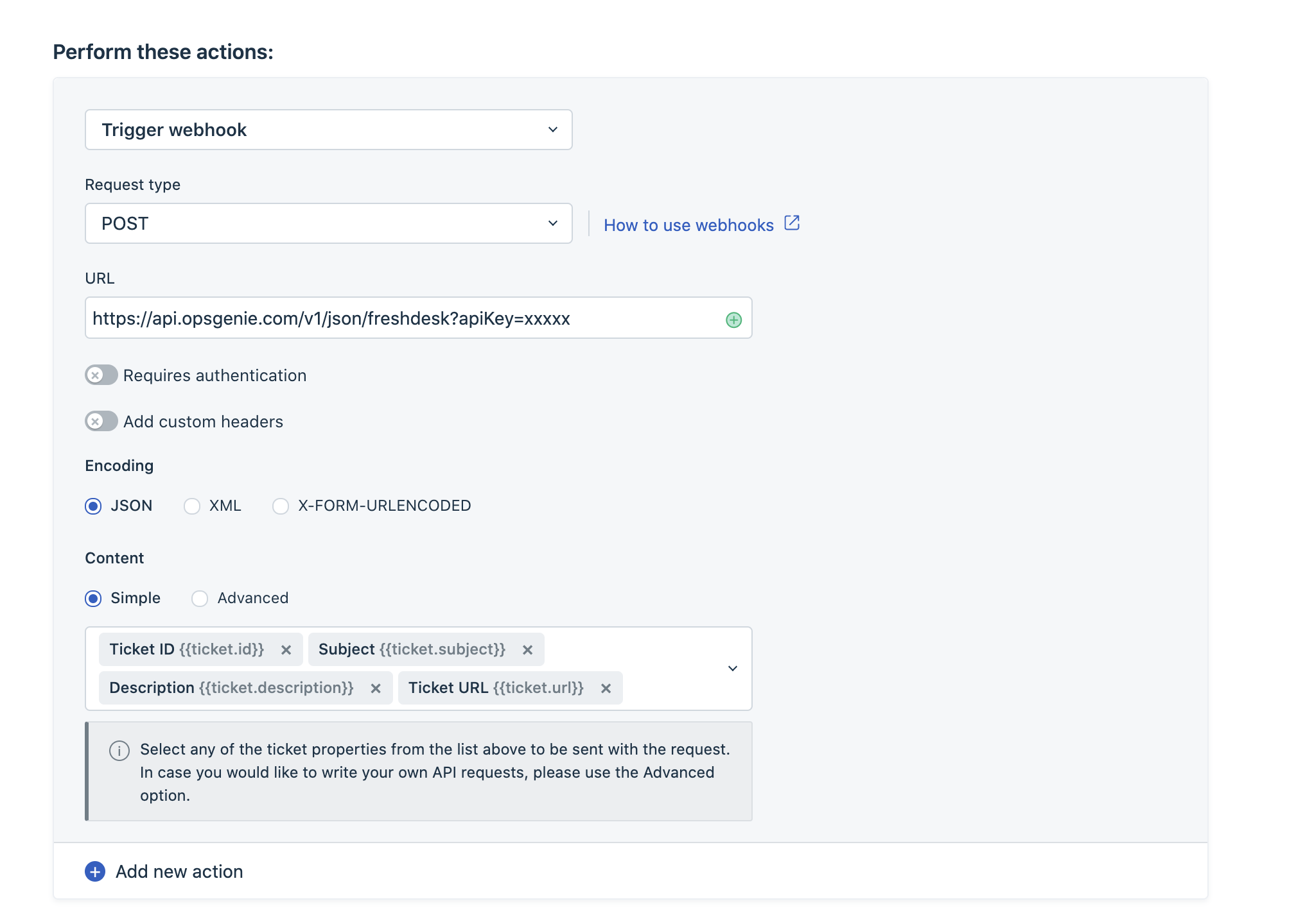 Freshdesk webhook