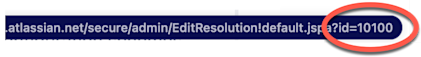 Screenshot of Atlassian Cloud URL. The very end of the screenshot, "id=10100", has a red circle around it for emphasis.