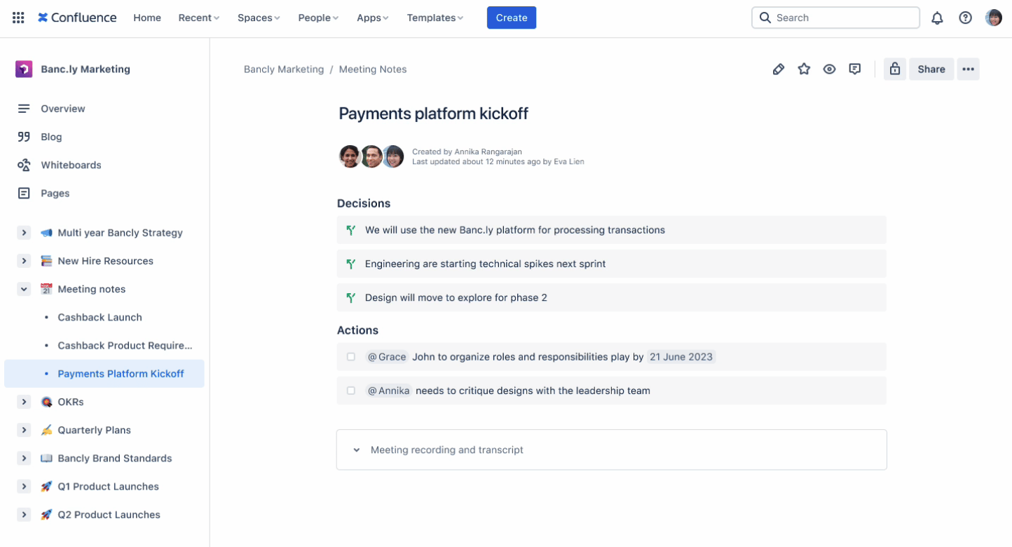 Confluence での Atlassian Intelligence を使用した検索