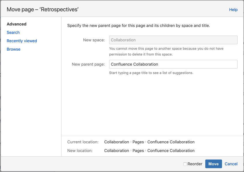 Moving a Confluence page