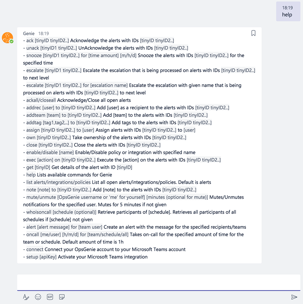 Microsoft Teams bot help chat