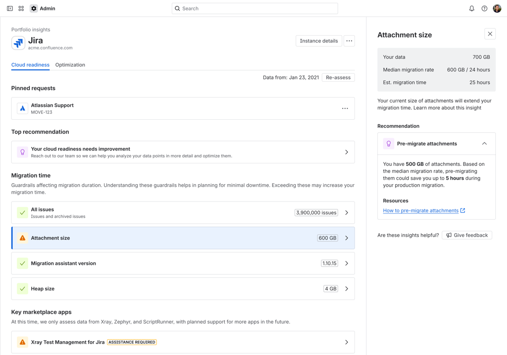 Sample Jira cloud readiness report