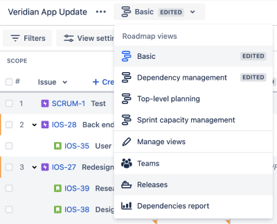 View your releases from the release menu in Jira Software Cloud