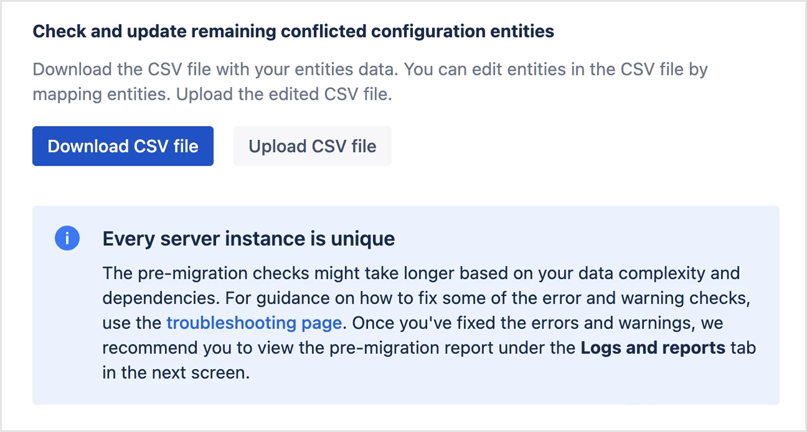 The conflicted configuration entities section