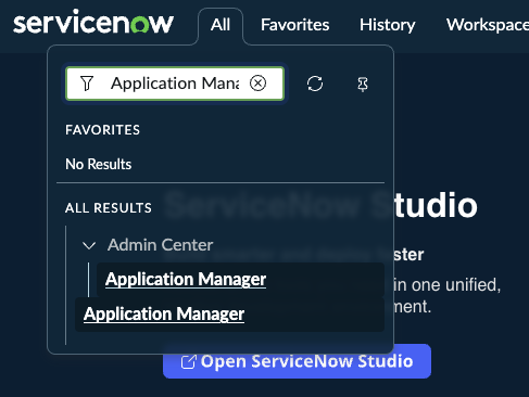 Screenshot of application manager