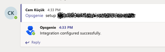 Microsoft Teams integration configured