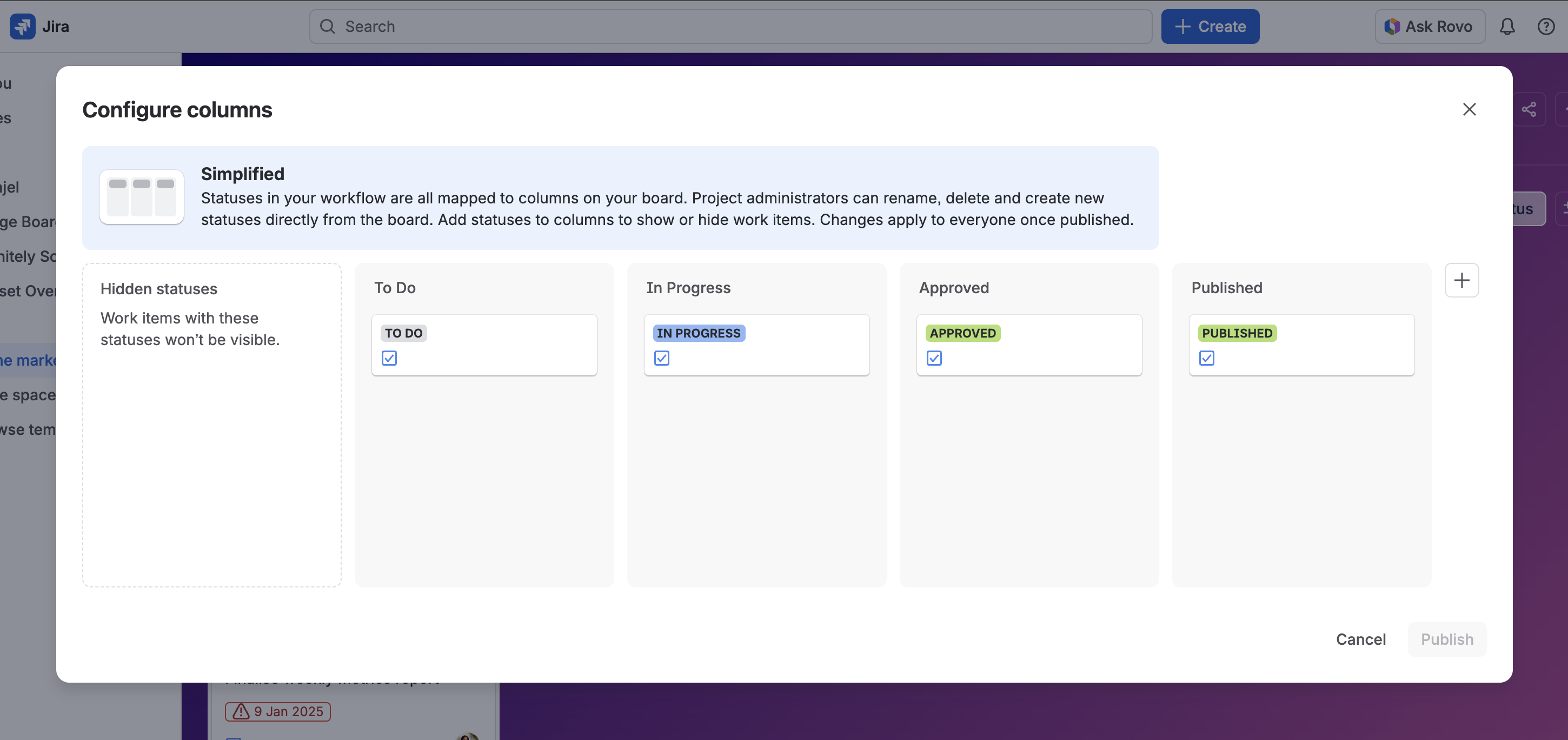 Manage column mapping on Jira boards