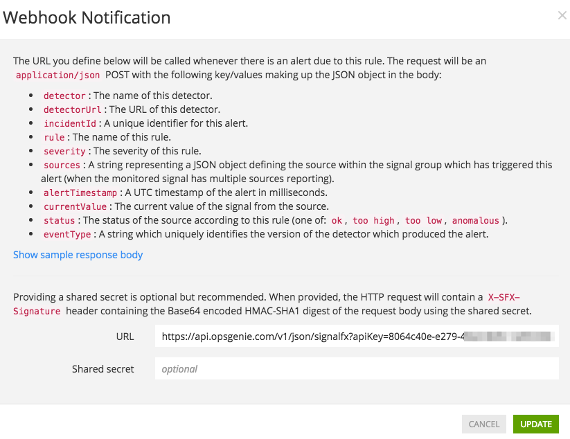 SignalFx webhook notification
