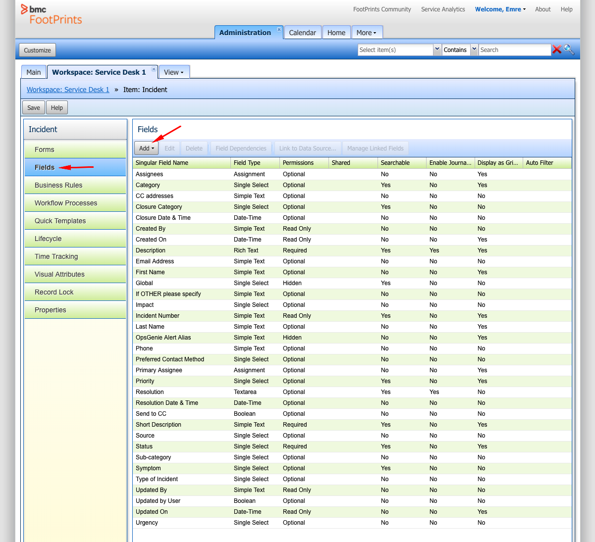 BMC FootPrints v12 ワークスペース