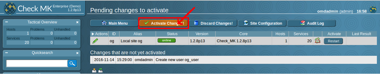 Checkmk activate change