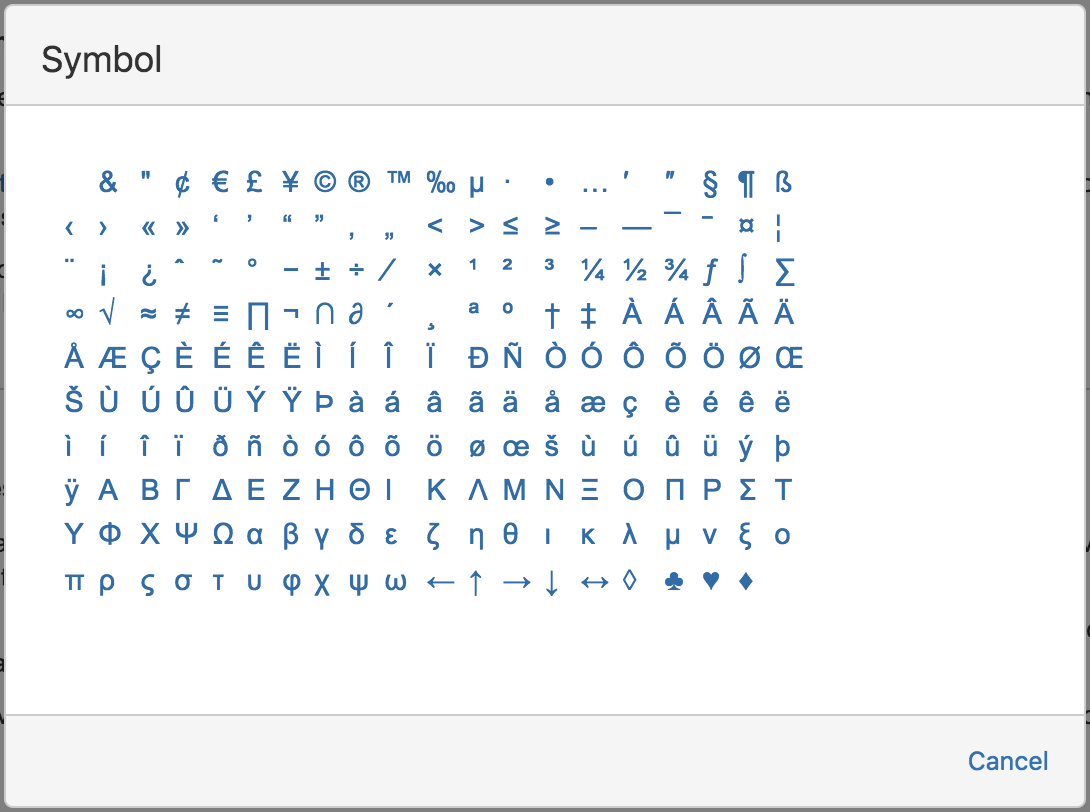 text symbols