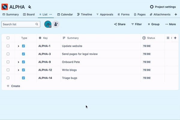 Expand and collapse issues from the list view