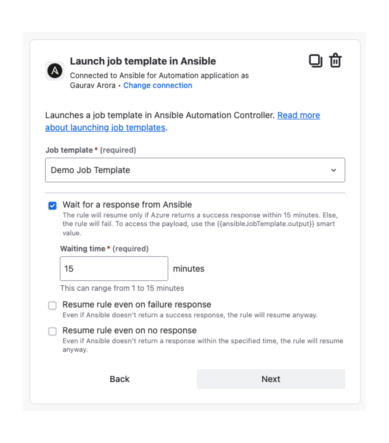 Launch job template in Ansible