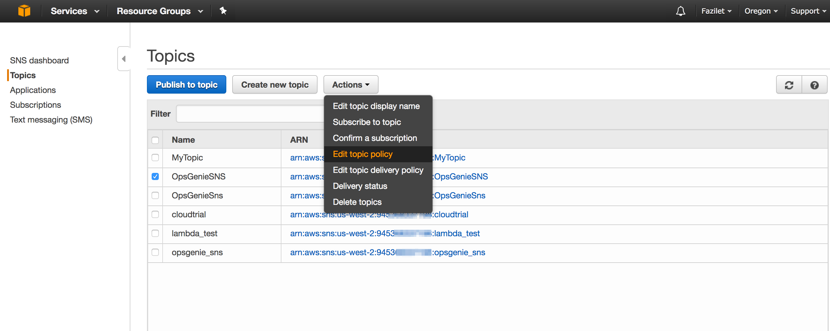 Amazon SNS Topics