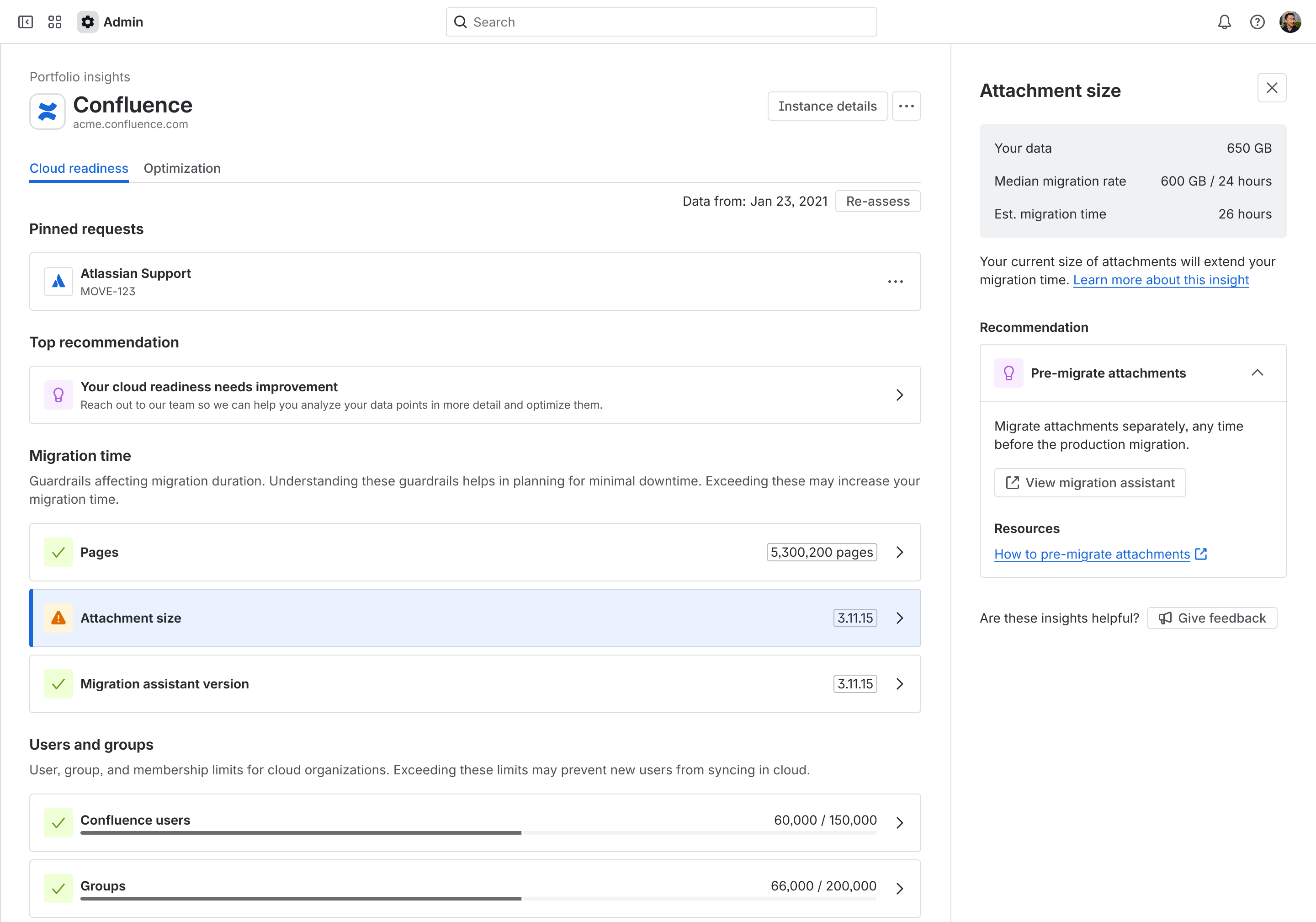 Sample Confluence cloud readiness report