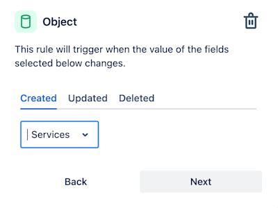 Object trigger in automation