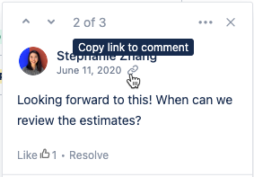 You can link directly to an inline comment or a page comment by copying the link to it.