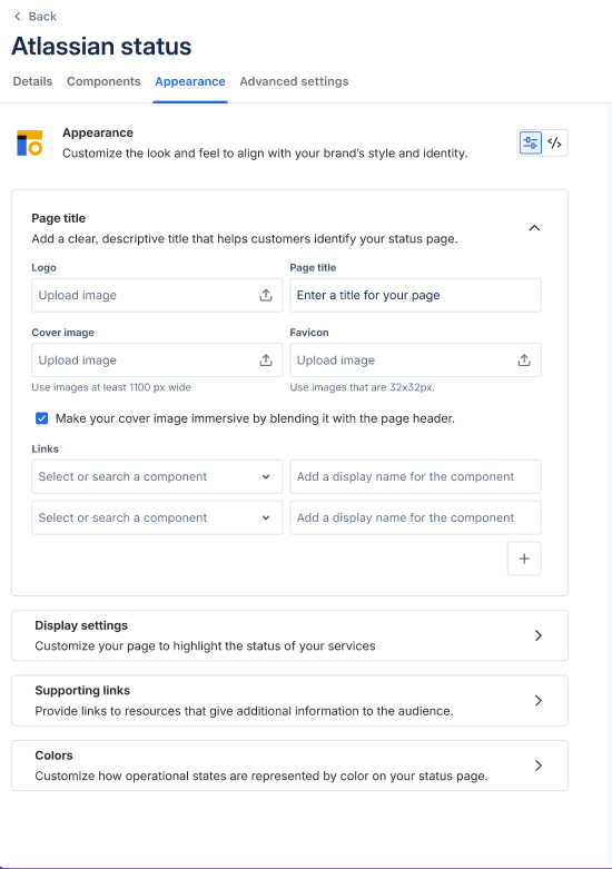 To add colour and display settings to status page