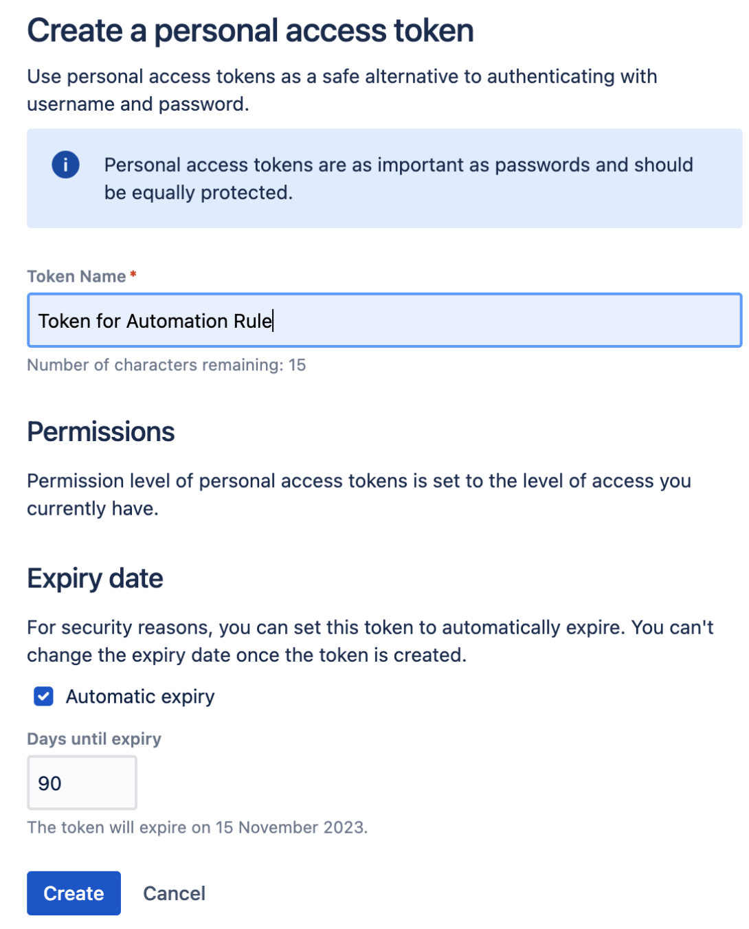 create personal access token