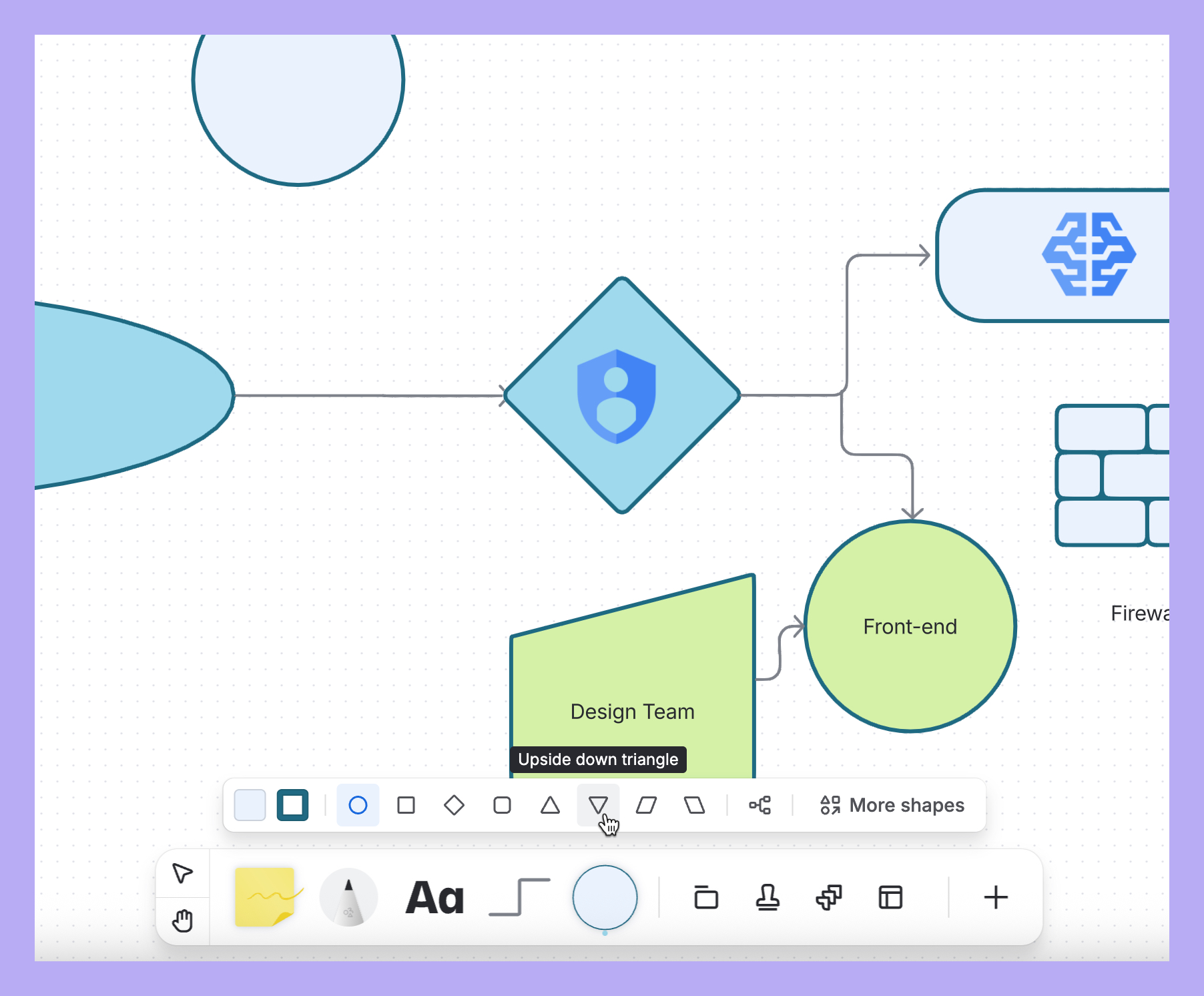 Selecting shapes from the toolbar