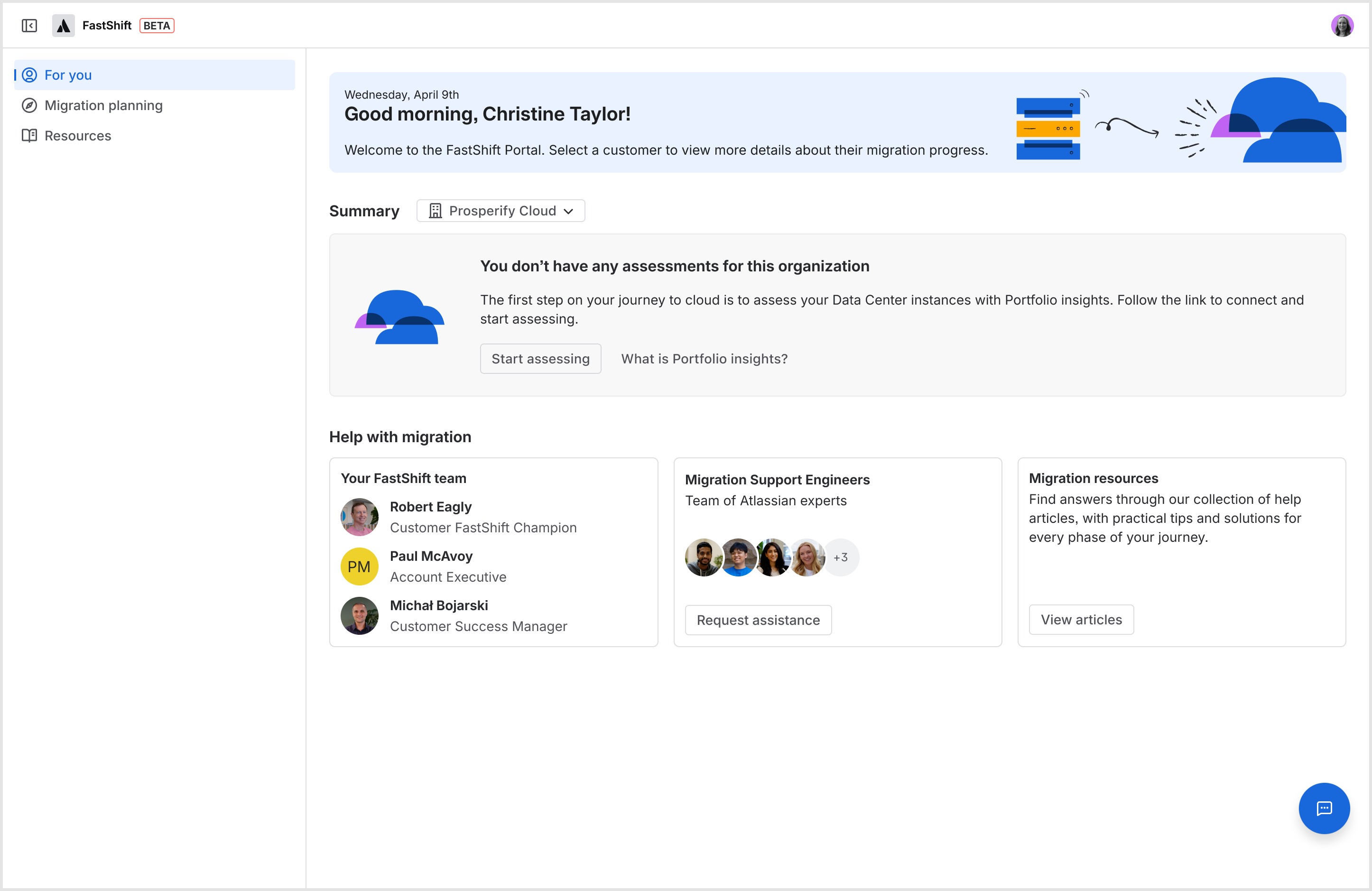 Image of the For You page in the FastShift portal.