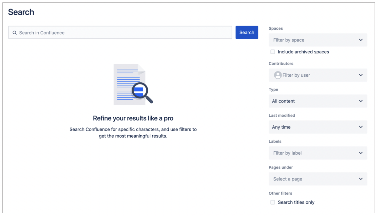 Confluence Cloud search filters