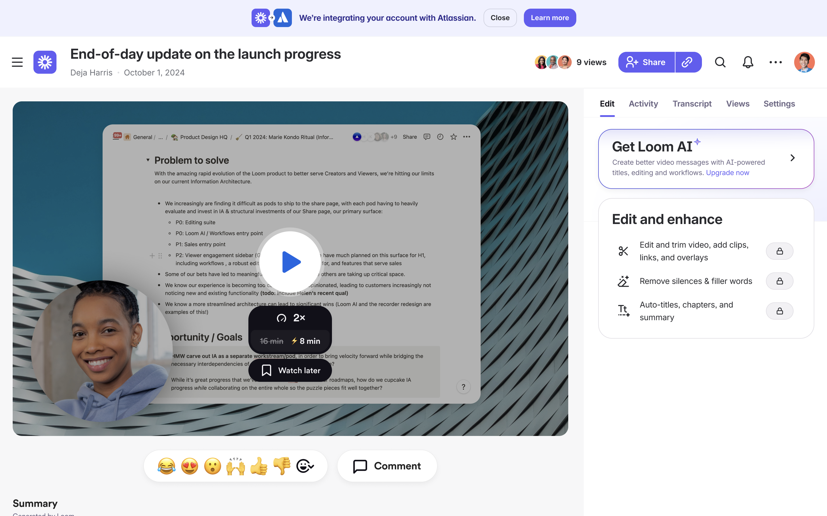 alt="統合の 1 週間前に表示されるバナー通知。"