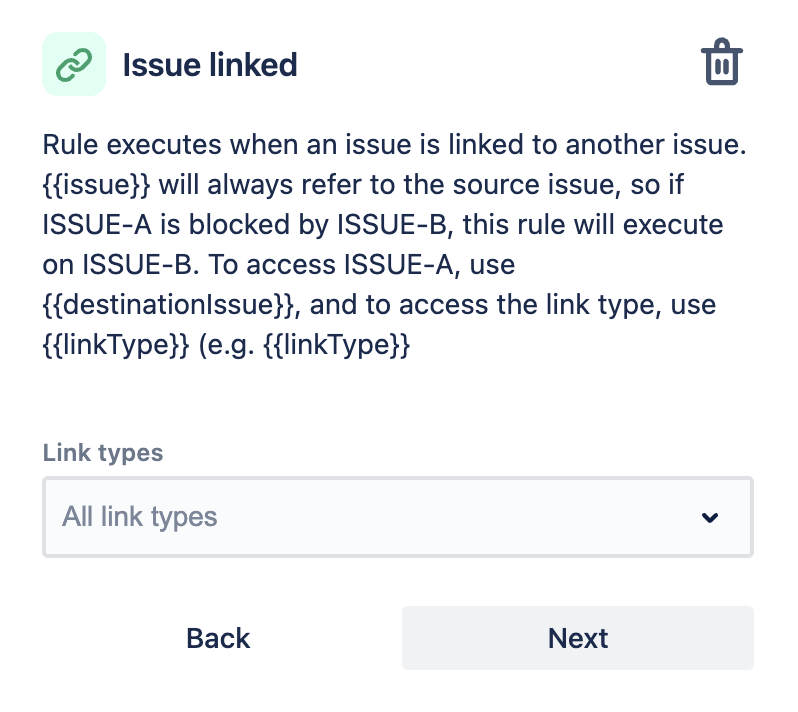 Issue linked trigger in automation