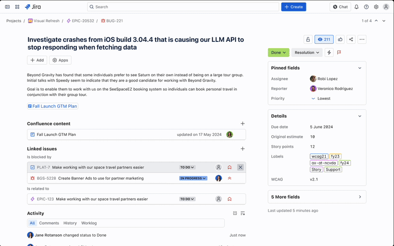 gif of the panel experience from a Confluence page