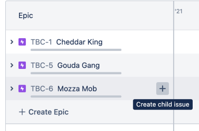 Add a child issue to your parent task on your roadmap in Jira Software Cloud