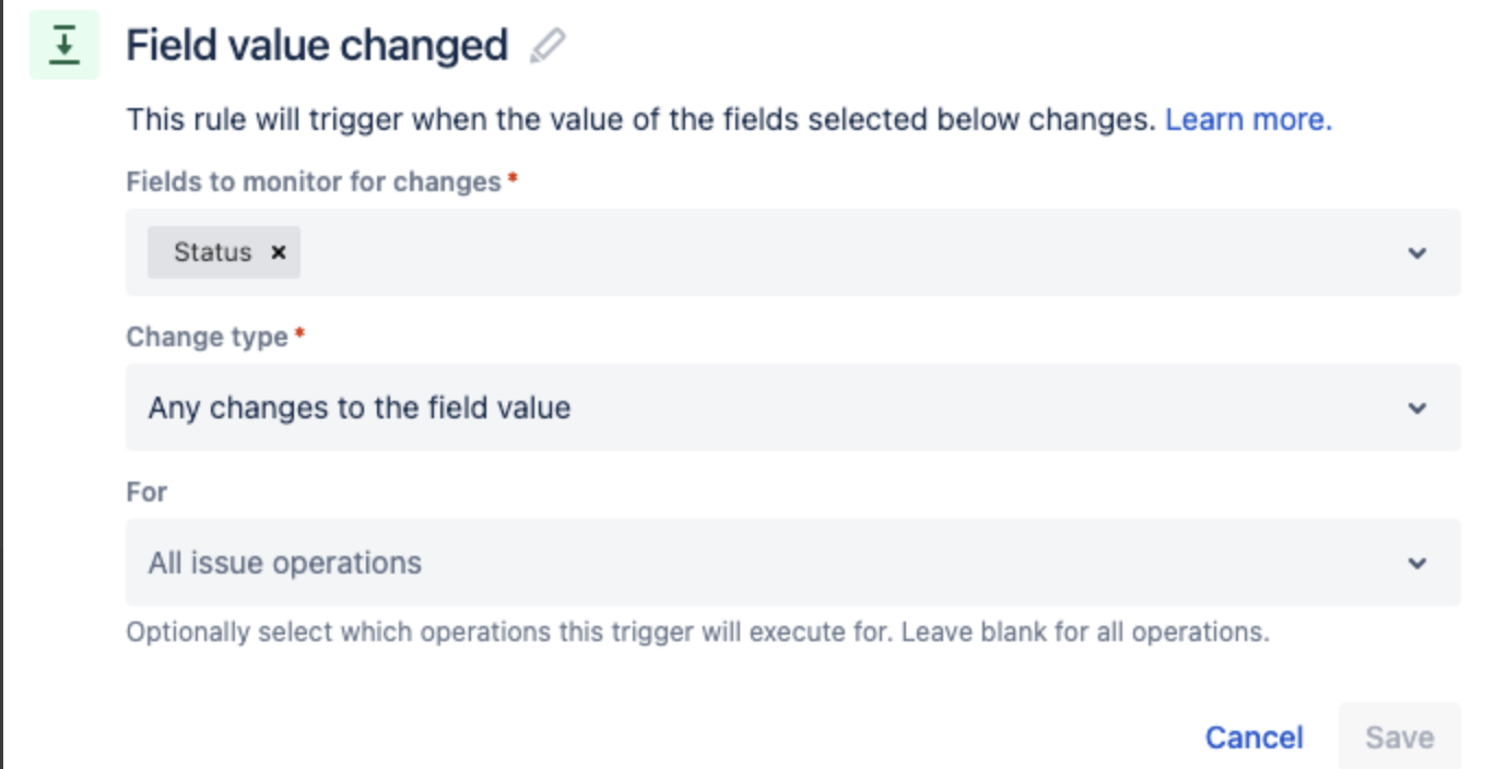 Automation trigger "field value changed"