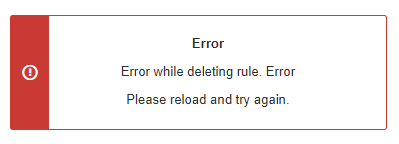 Error while deleting rule