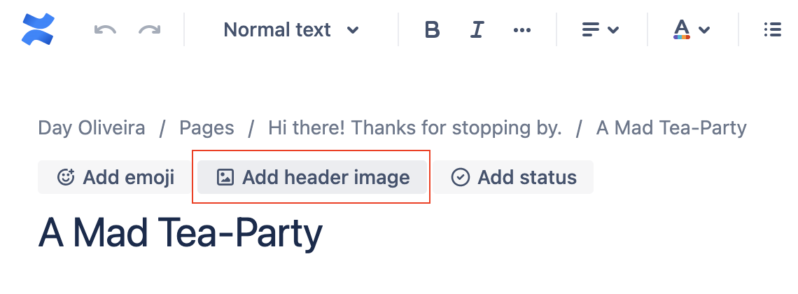 Add image to Confluence page header