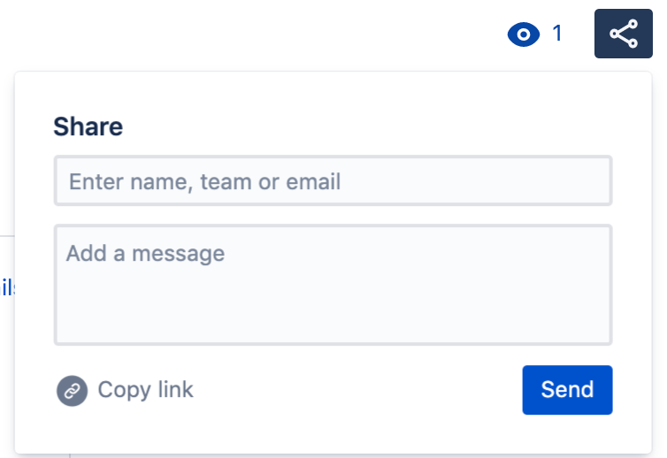 Form to share issue when share button is selected