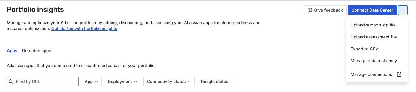 Menu item for uploading support zip file