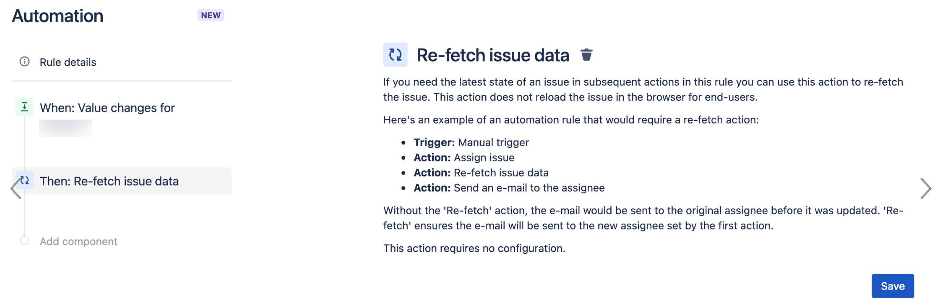 Re-fetch component in Jira automation
