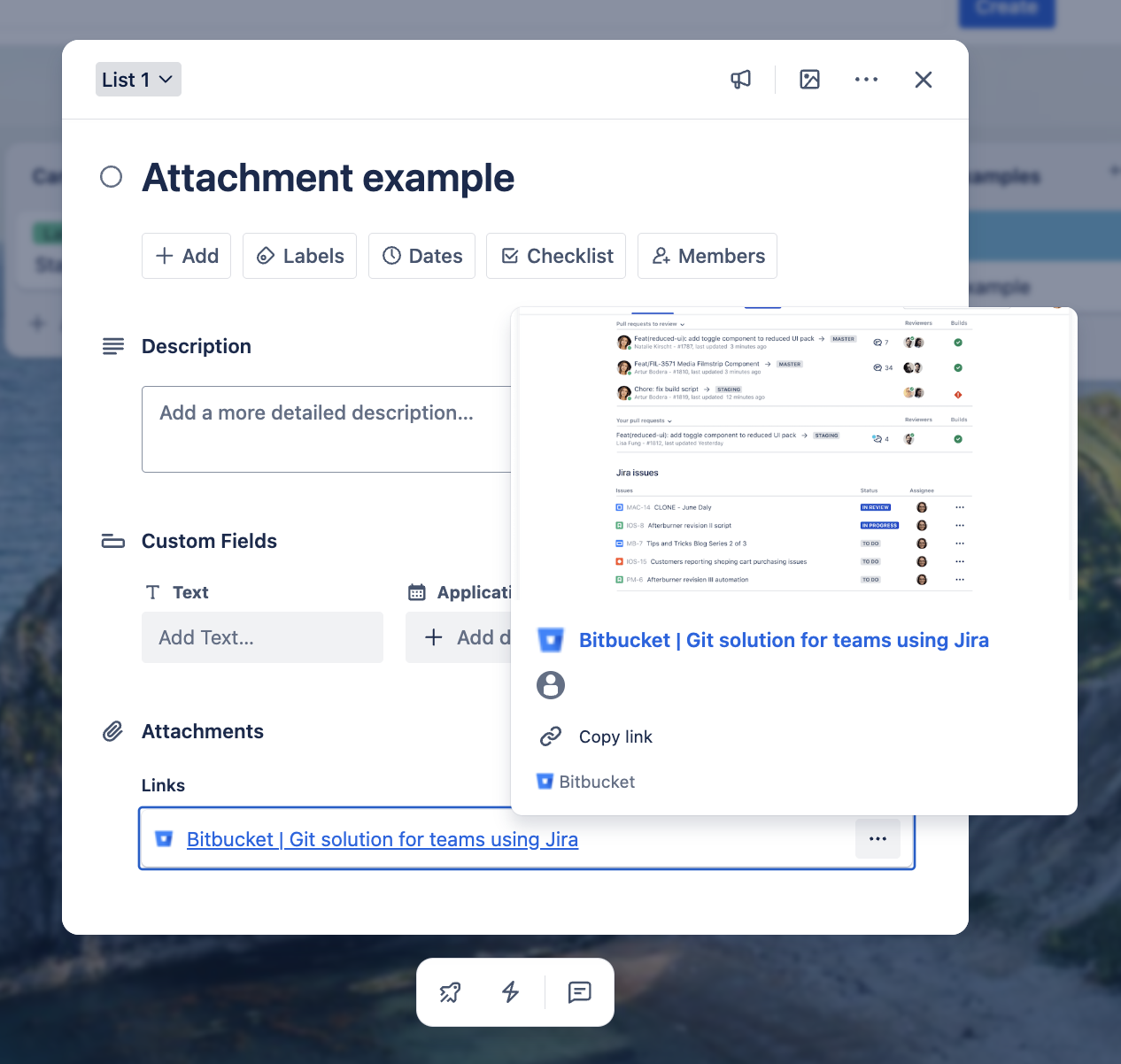 Image showing a card back and a thumbnail connected to the linked attachment
