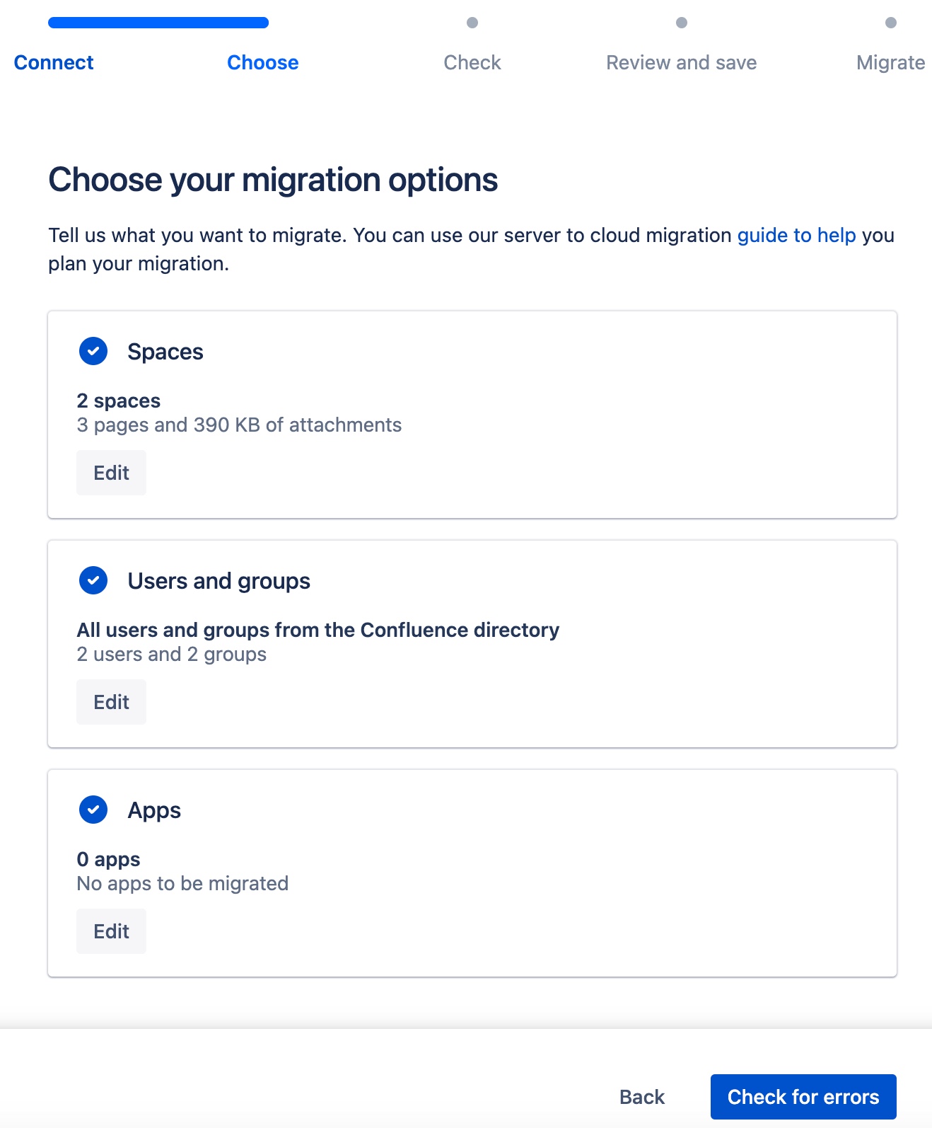 Choose your migration options