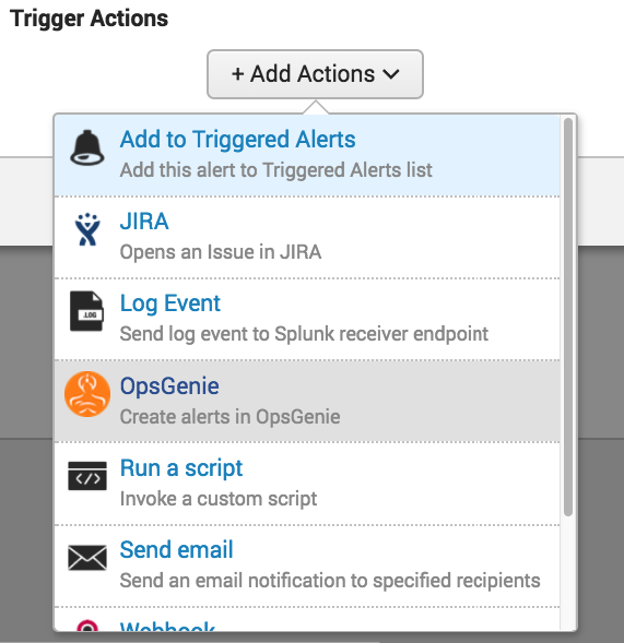 Splunk trigger action