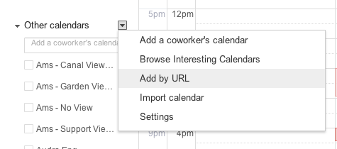 Team Calendars の URL を Google カレンダーに追加する