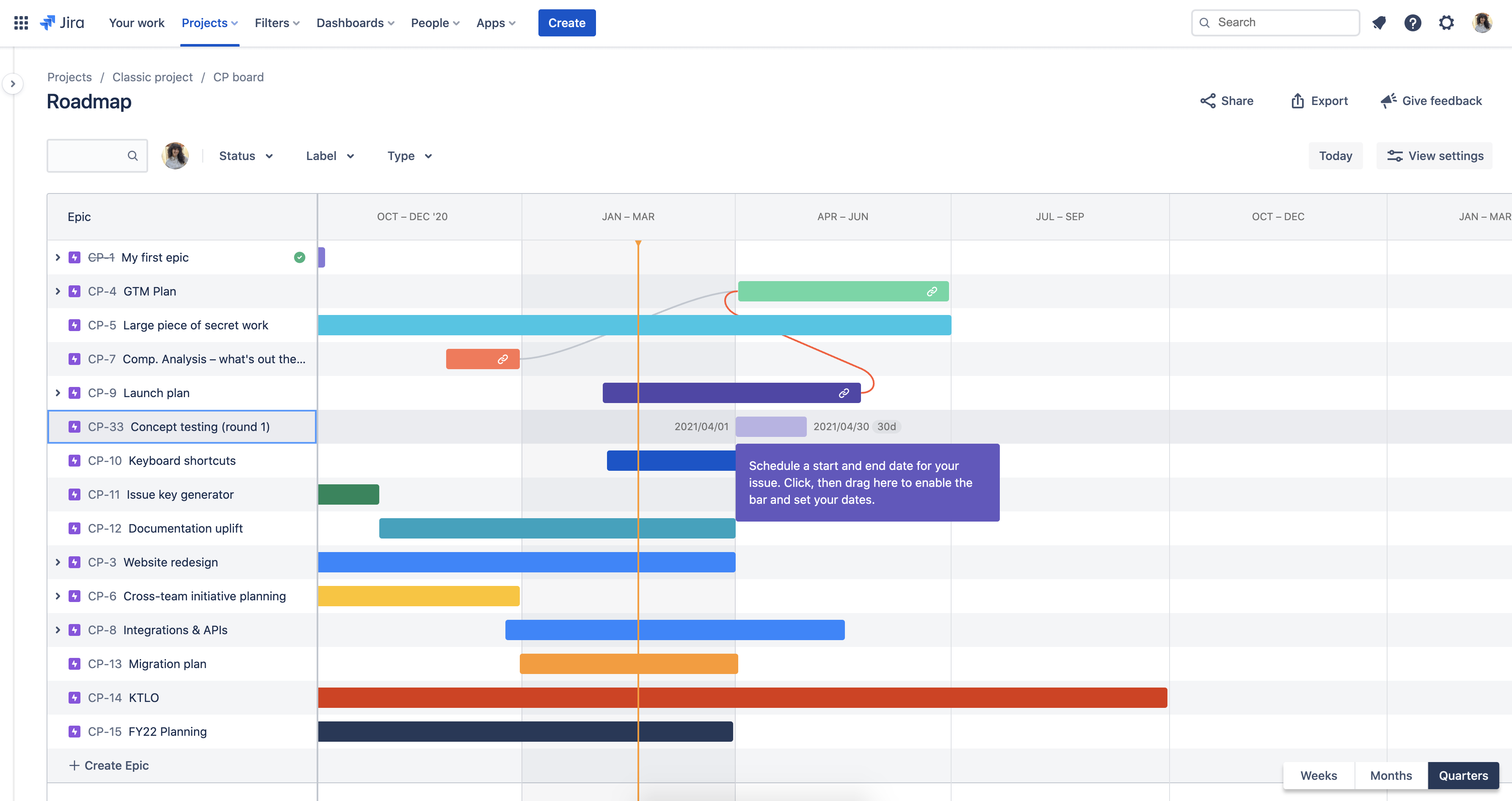 Create epics on the roadmap Jira Software Cloud Atlassian Support